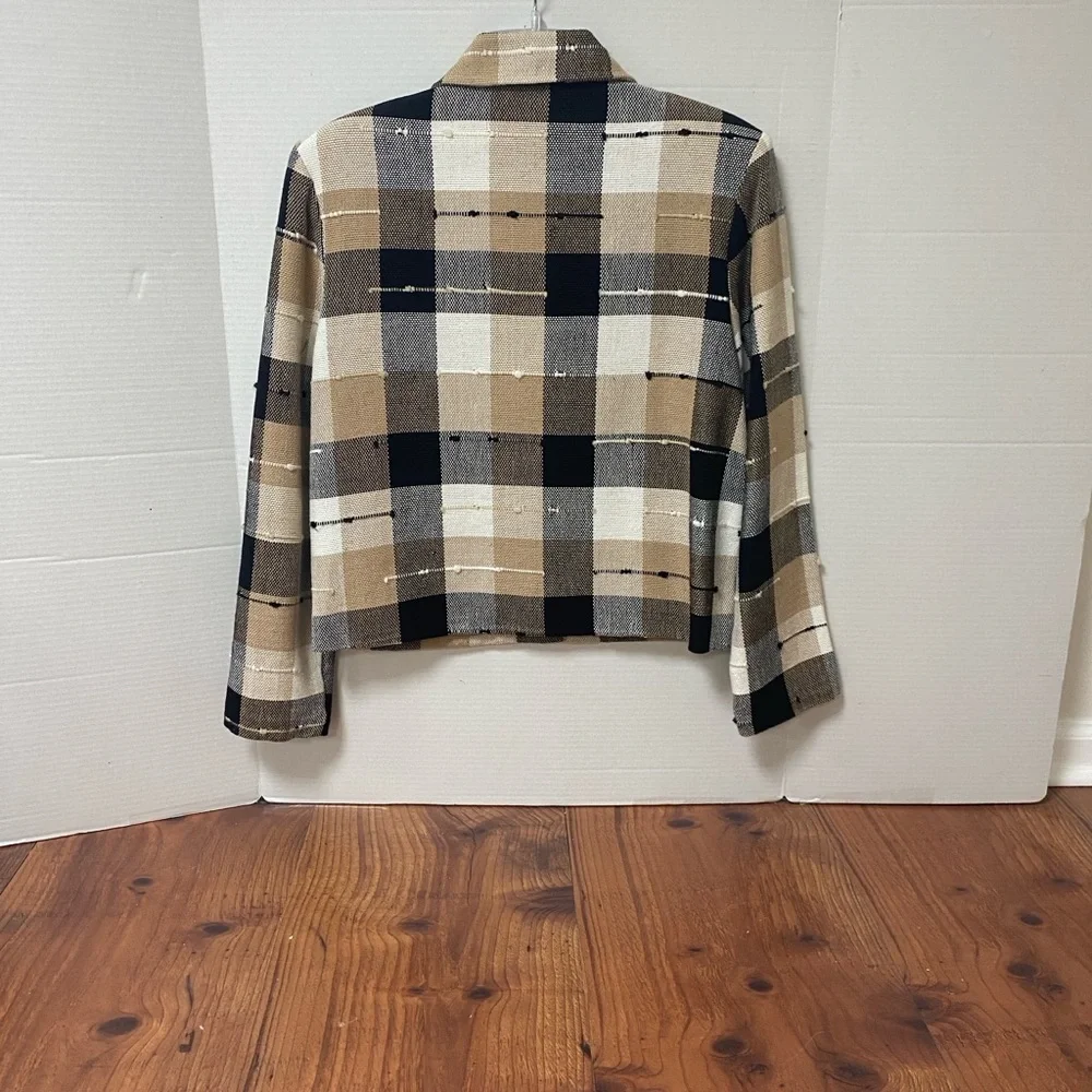 Ana’s Fashions, Women's Plaid Blazer - Black, Brown, Cream, Small